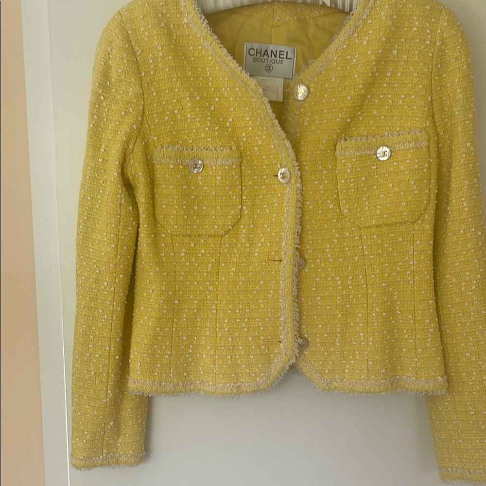 Yellow Textured Blazer with Structured Silhouette